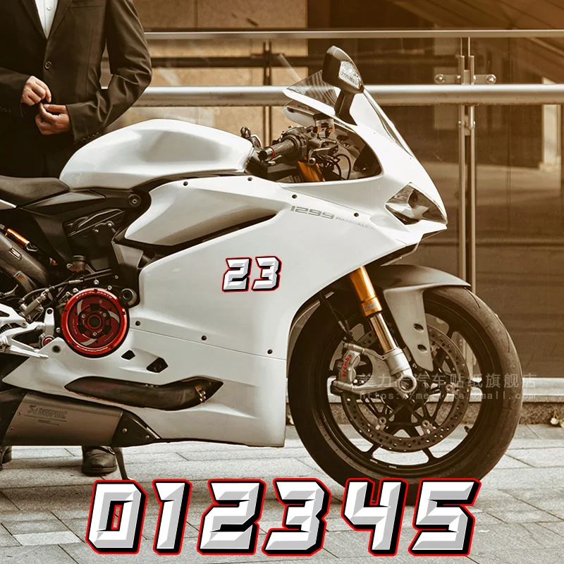 Racing Number Arabic Numerals 0 To 9 Motorcycle Tank Stickers DIY Helmet Creative JDM Decals Moto Head Vinyl Decor Funny Styling