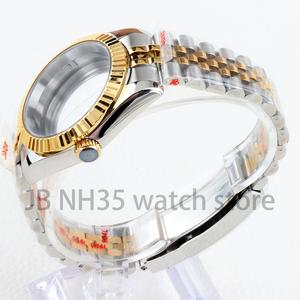 36/39 مللي متر ساعة ذهبية حافظة الياقوت الزجاج صالح Datejust Nh35 Nh36 حركة 28.5 مللي متر الهاتفي اليوبيل/حزام المحار مقاوم للماء ساعة