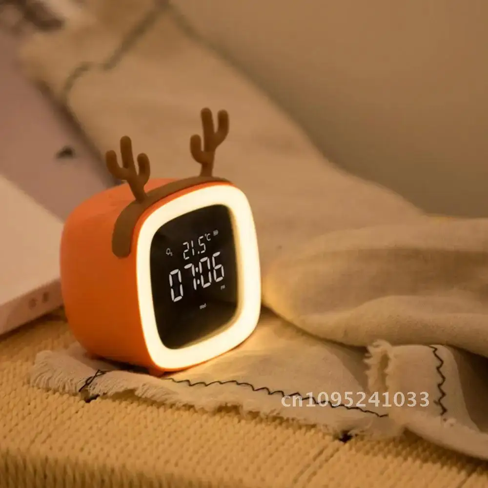 

Cartoon LED Deer Ear Alarm Clock Rechargeable Digital Display LED Clock Clock Wall Clock Room Light Rabbit Nigh Living Table