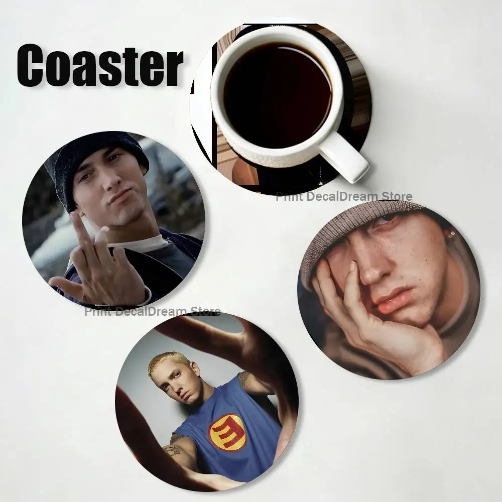Rapper E-Eminem Wood Coaster Set - Heat Resistant For Tea & Coffee, Home Cafe Decor Holiday Gift