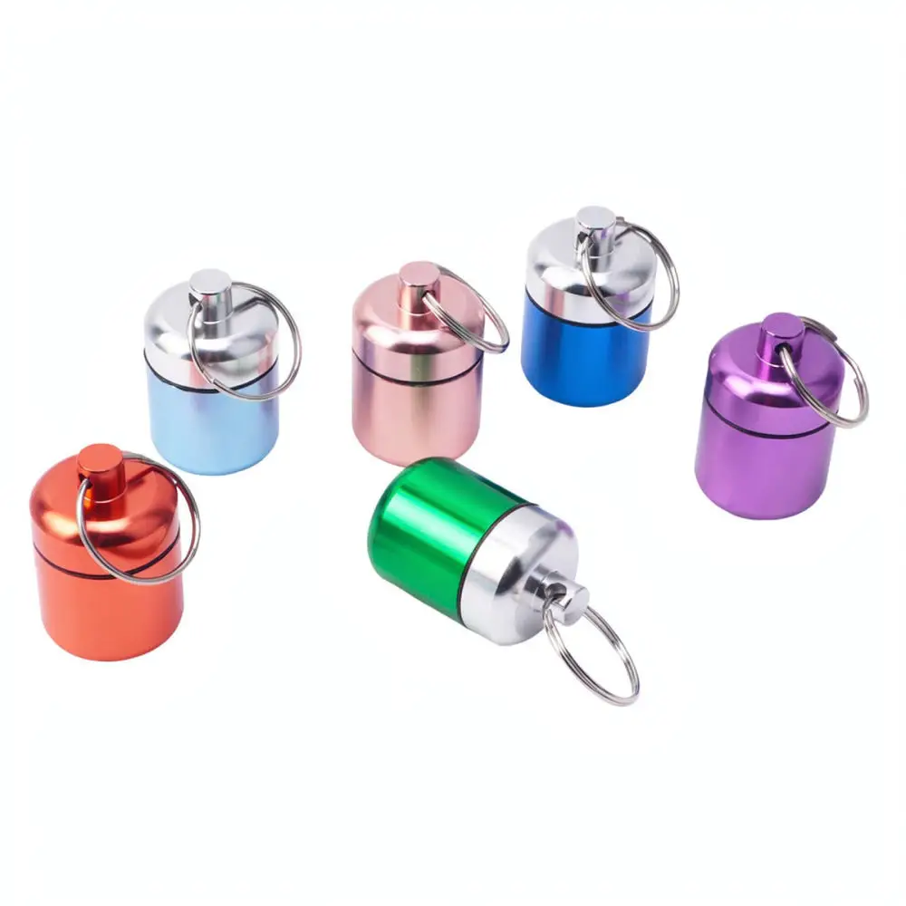 Outdoor Keychain Pill Capsule Aluminum Metal Jar Waterproof Storage Container Portable Holder For Daily Commute Earplugs