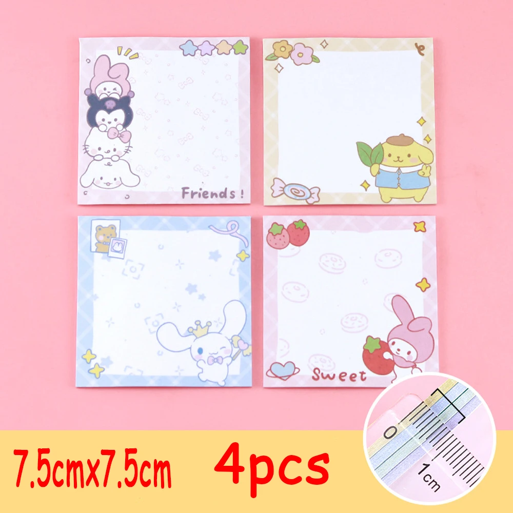 MINISO Kawaii Sanrio Sticky Note Kuromi My Melody Cinnamoroll Cute Anime Cartoon Student Note Notepad Stationery Girls Gifts