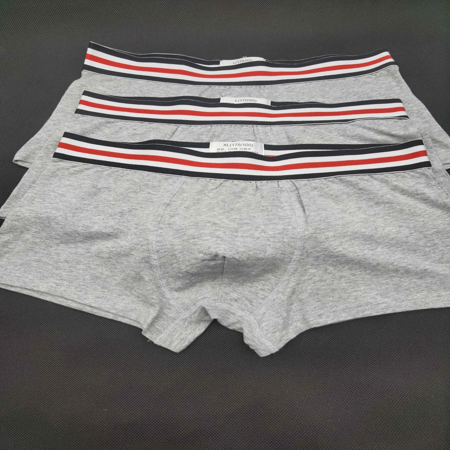 3pcsTOPMen\'s Cotton Boxer Underwear Men\'s Fashion Stripe Belt Solid Color Underpants Ultra Soft Comfy Breath Male Panties Shorts