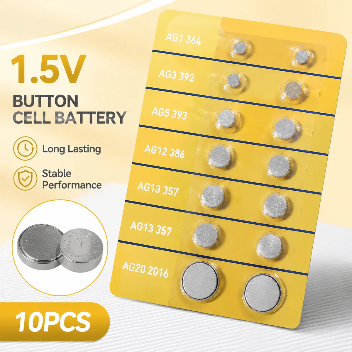 Button Cell Battery Assortment 22PCS AG1 LR621 AG3 LR41 AG4 377 AG5 LR754 AG12 LR43 AG13 LR44 CR2016 For Watch Toy Remote
