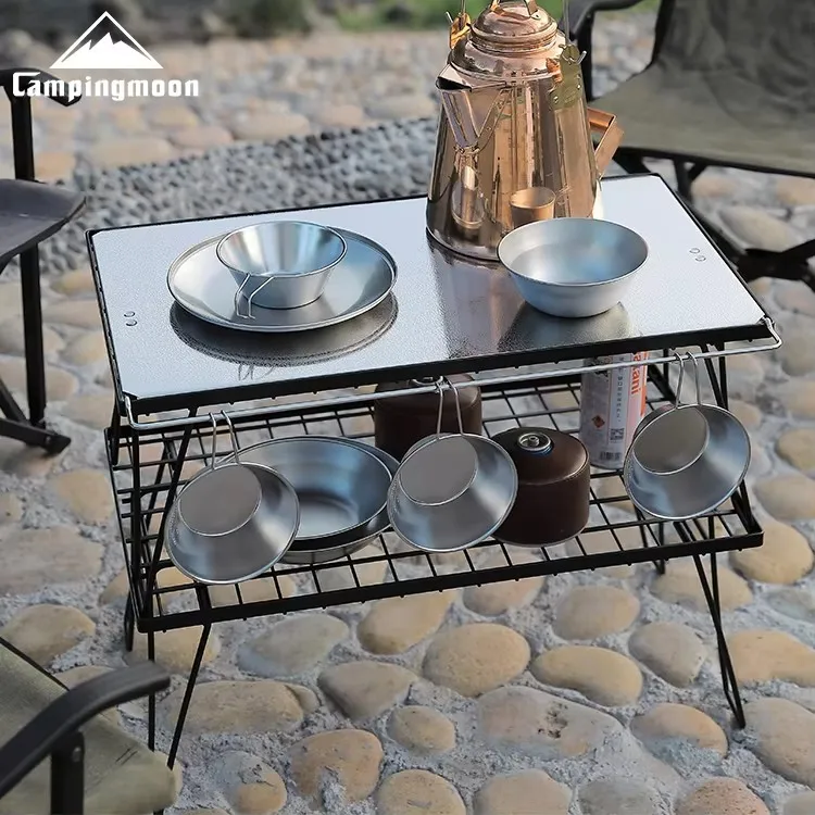 CAMPINGMOON T-2305 IGT Tragbare Spleißen Picknick Edelstahl Hochlager Outdoor Camping Top Platte Klapptisch Bord – Detail 12
