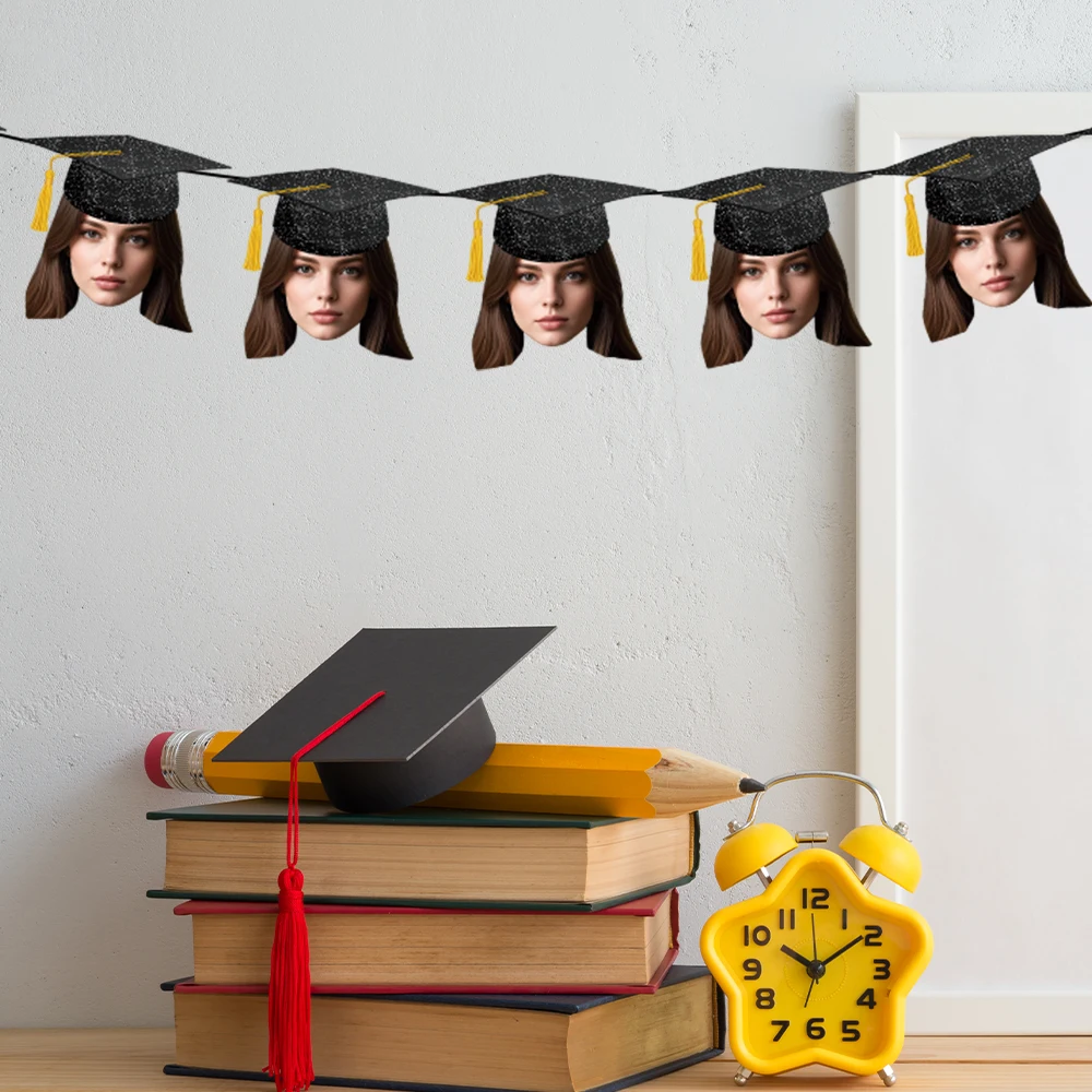 10 قطعة صورة التخرج المخصصة الوجه راية شخصية غراد الرايات راية فئة 2025 موضوع التخرج زينة الحفلات #2