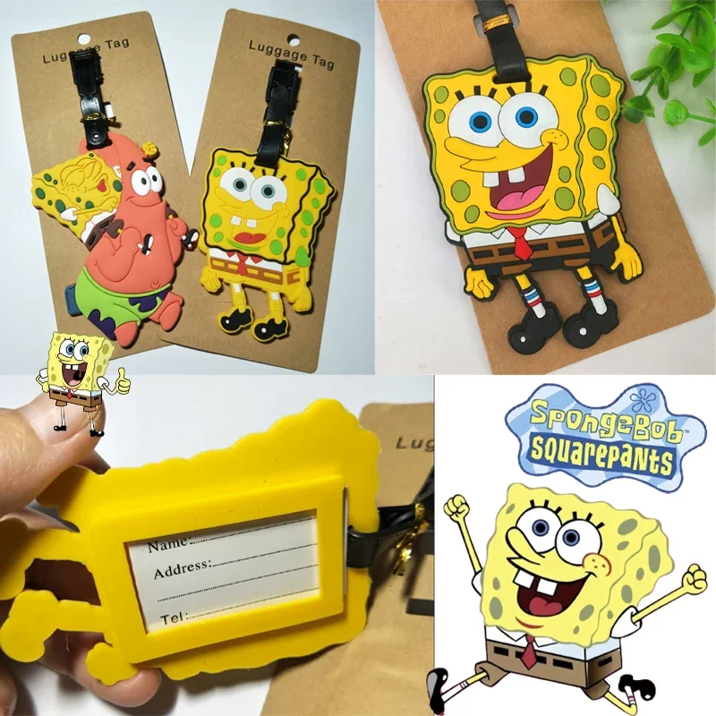 SpongeBob Patrick Star Luggage Tags Cartoon ID Address Name Holder Baggage Tag Cute Travel Accessories PVC Portable Label Gift