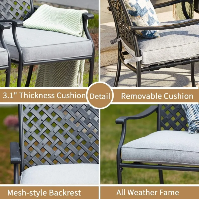 PatioFestival Patio Dining Chairs Stackable Outdoor Chairs Dining Furniture Set of 4,All Weather Frame with Thick Cushion