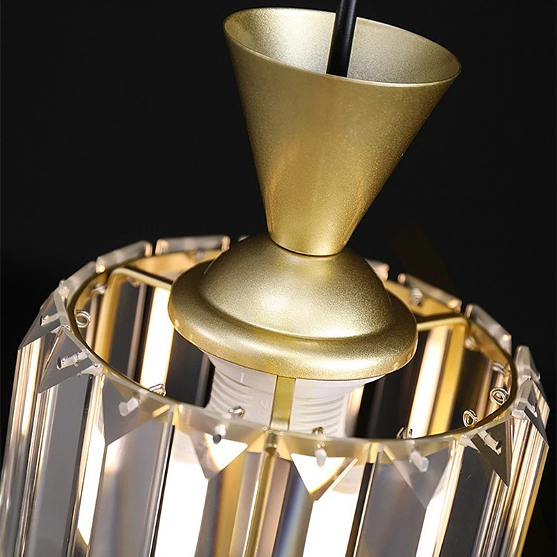 Nordic Metal Crystal Pendant Light LED Energy-saving Bedside Lamp Modern Simple Interior Decoration Background Lighting Fixture