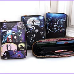 New Nightmare Before Christmas Jack Skellington Sally Wallet Cartoon Print Multifunctional Skull Coin Purse Kids Gift Fashion