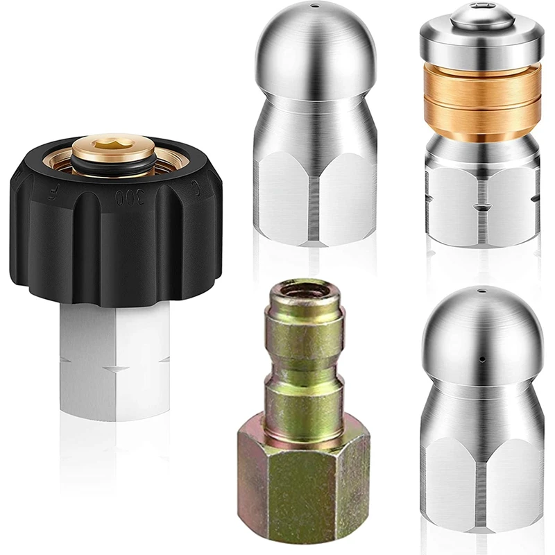 

AT35 5 Pieces Sewer Jetter Nozzle Rotating Sewer Nozzle Button Nozzle Corner Sewer Nozzle Stainless Steel Fixed Sewer Nozzle