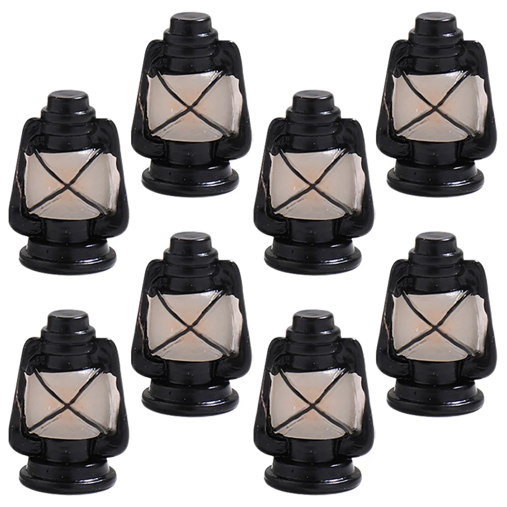 8 stücke Miniatur Laterne Harz Lampe Für Puppenhaus Dekor Micro Landschaft Diy Vintage Desktop Tiny Haus Ornament