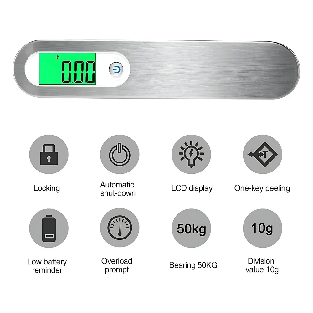 Portable Digital Luggage Hanging Scale 50kg/110lb LCD Display Electronic Scale Weight Balance Suitcase Travel Bag Scale