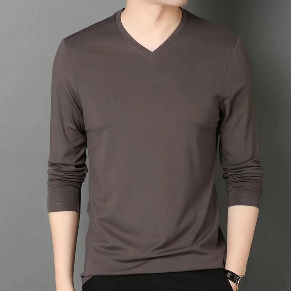 Winter Thermal Underwear Shirt Men Casual Slim Fit V Neck Long Sleeve T-Shirt Muscle Workout Tee Top Autumn Thermo Clothing