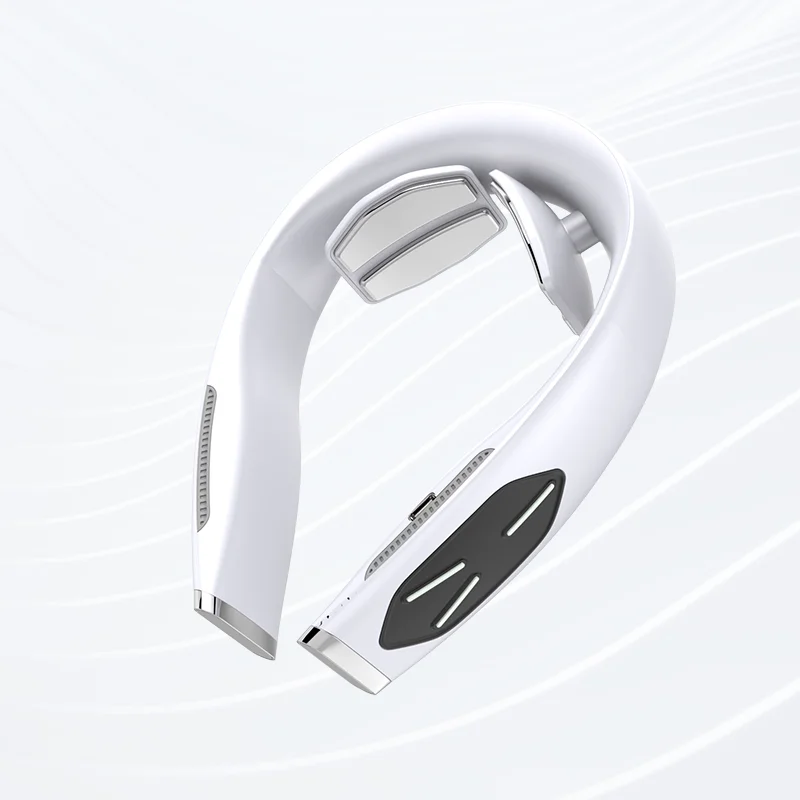 

（Big disount）New Ems Neck Massager Heat Hands Free Electric Deep Tissue Tens Smart Cervical Neck Massage Device with Battery