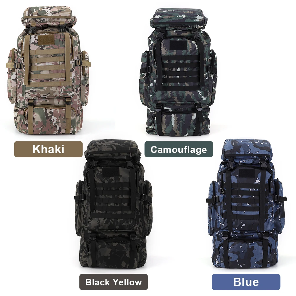 1pcs 80L Tactical Bag Large Capacity Camouflage Mountaineering Backpack Waterproof Climbing Rucksack Customizable Molle System