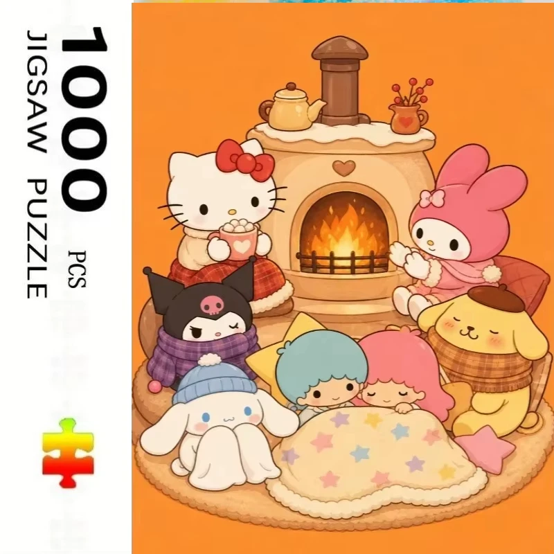 Adult Jigsaw Puzzle500/1000 Pieces Puzzle Sanrio Hello Kitty Friends Paper Puzzle Decorative Painting Exercise Brain Thinking