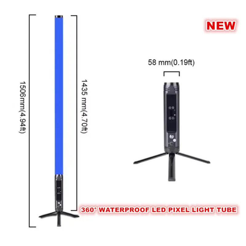 

4-8pcs New 360degree colorful led tube ip65 bar RGBWA battery powered bar lights dmx pixel tube lights dmx 512 wifi App Control