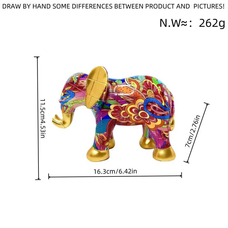Colorful Transferred Gold-Ear Elephant Statue - Nordic Home Decor - Entrance Hall, Living Room TV Stand - Resin Decorative Item