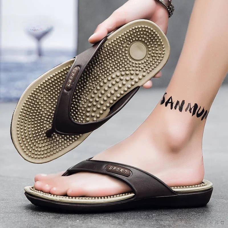 

Men's Massage Thong Slippers Summer Outdoor Wear Anti-Slip Deodorant Thick Bottom Wear-Resistant Beach Sandals Comfortable Ho...