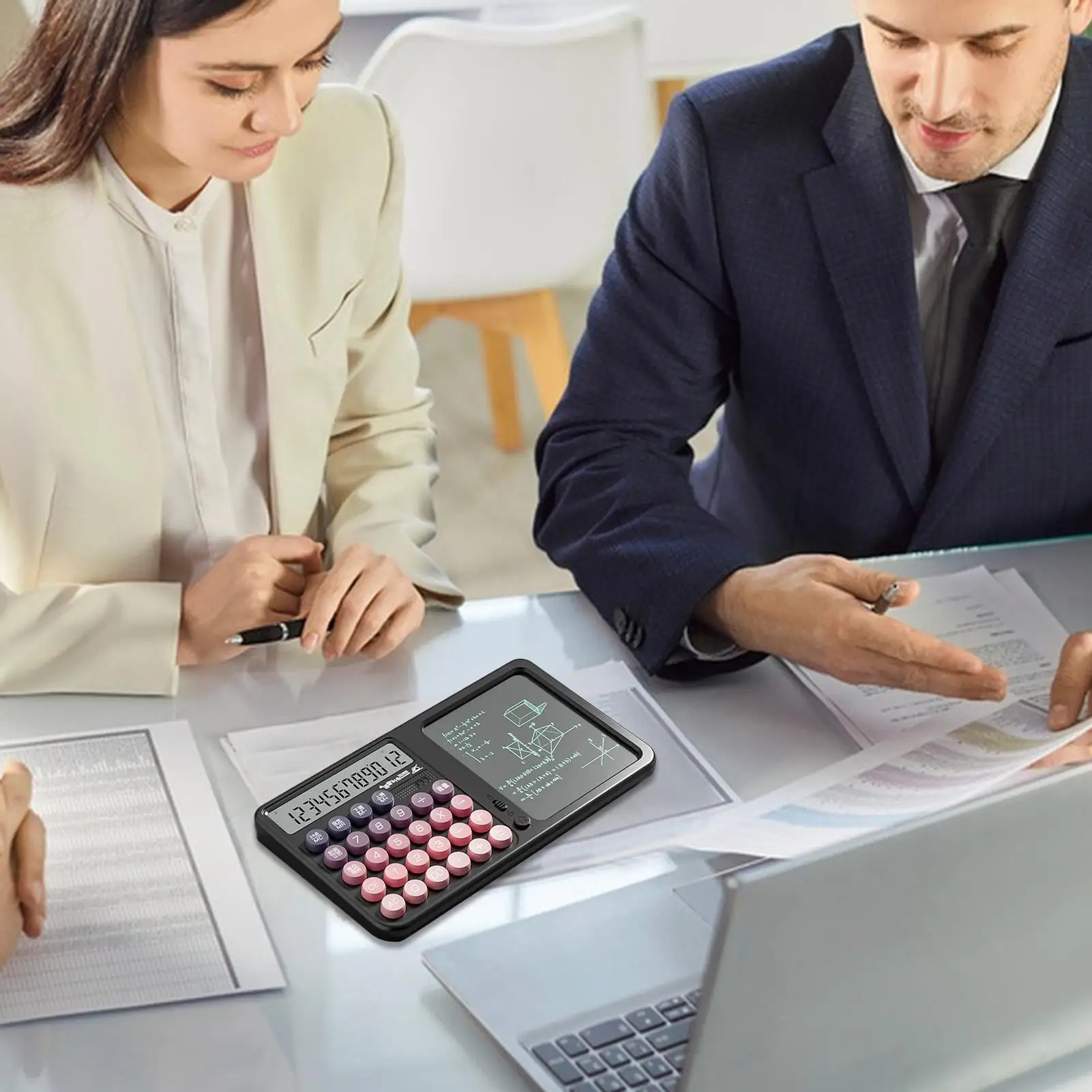 

Калькулятор с блокнотом, настольный калькулятор, инструмент для вычисления с доской для рукописного ввода, большой дисплей, защита глаз для