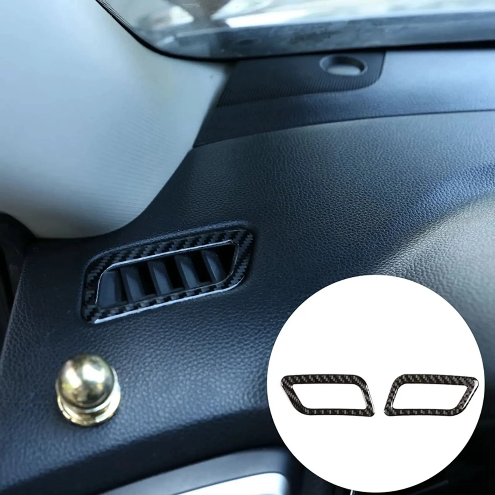 2Pcs Soft Carbon Fiber Front Dashboard Side Air Outlet Trim Conditioning Vent Cover Sticker for Nissan X-Trail 2014-2018