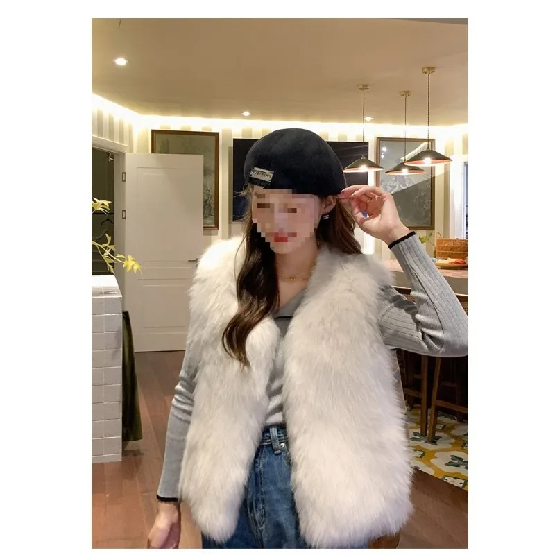 

Жилет из меха лисы, универсальная модная теплая верхняя одежда, жилет в стиле Мао Мао