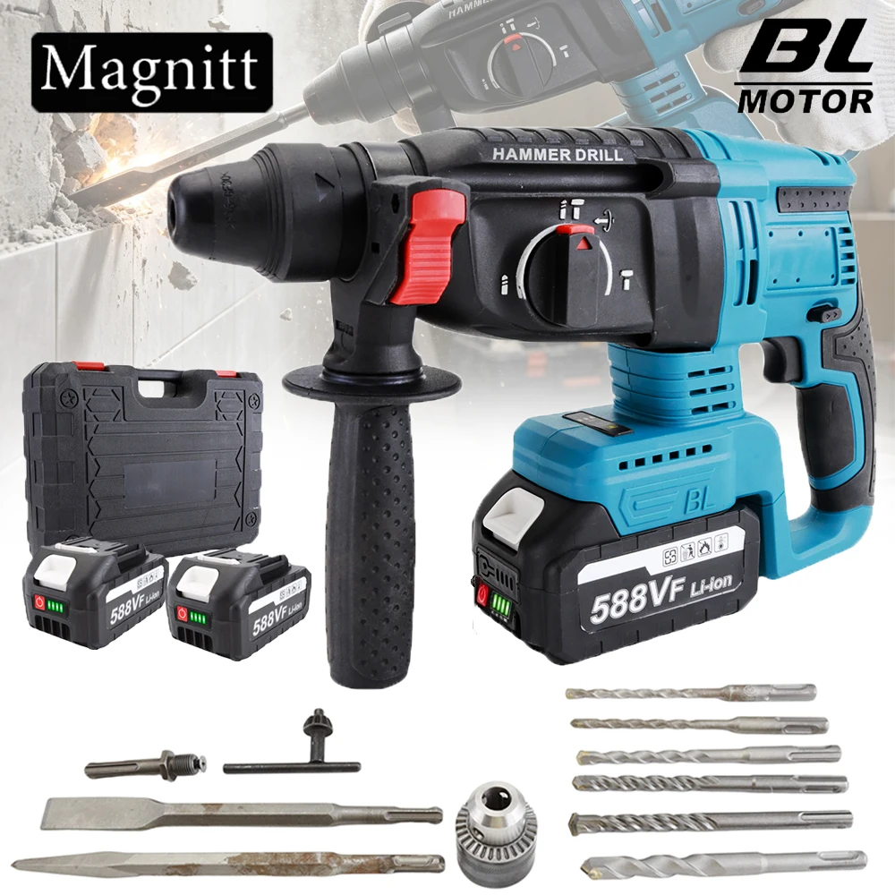 26mm Bürstenloser Elektrischer Bohrhammer Kabelloser Multifunktionaler Rotations-Schlagbohrer Elektrowerkzeug für Makita 18V Akku