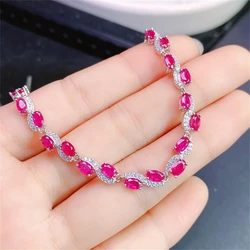 FS 3*5mm Natural Ruby/Opal/Garnet/Citrine Bracelet S925 Sterling Silver for Women Fine Fashion Wedding Charm Jewelry MeiBaPJ