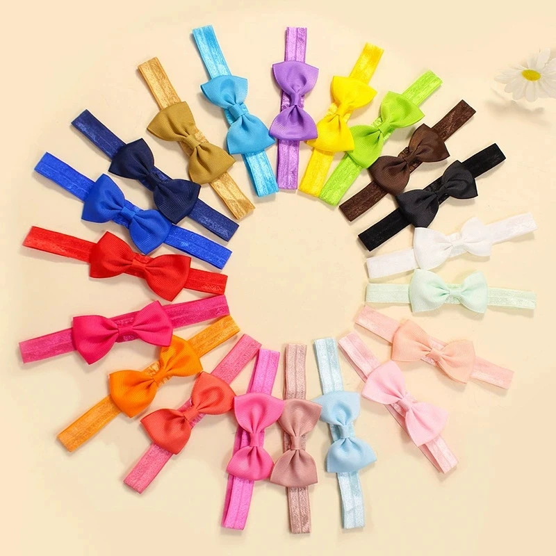 

20pcs/lot Ribbon Hairbow Nylon Hairband for Newborn Cute Headwear Baby Girls Bow Headbands Set Grosgrain Elastic Turban for Bebe