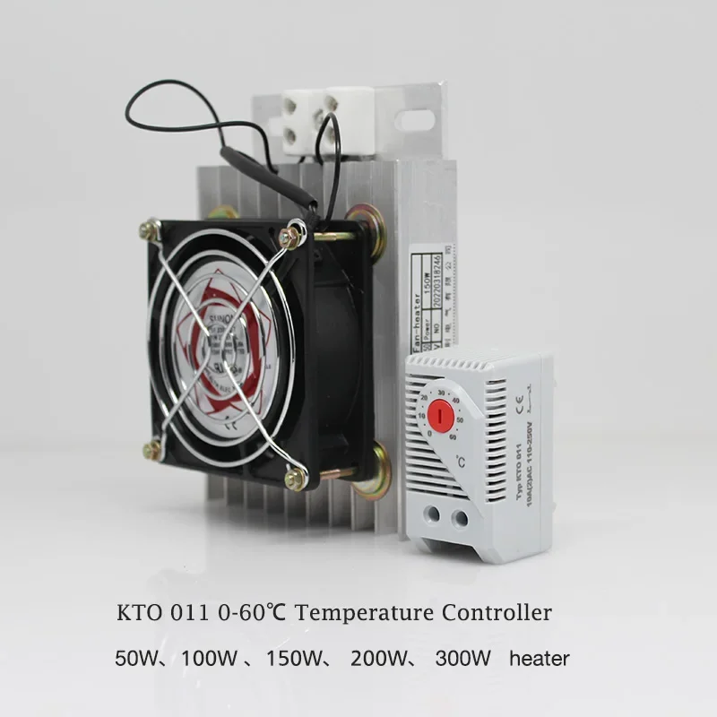 KTO011 Regulator Temperatury 0-60°C Grzejnik PTC z Wentylatorem 50W 100W 150W 200W 300W Odporny na Wilgoć Przemysłowy Elektryczny Grzejnik do Szaf Elektrycznych