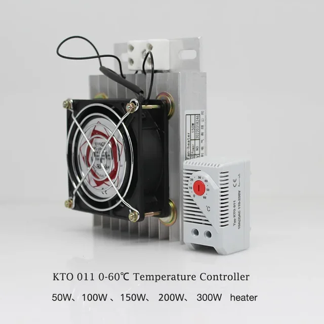 KTO011 Regulator Temperatury 0-60°C Grzejnik PTC z Wentylatorem 50W 100W 150W 200W 300W Odporny na Wilgoć Przemysłowy Elektryczny Grzejnik do Szaf Elektrycznych