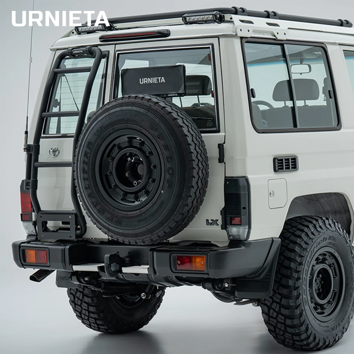 URNIETA Aluminum Magnesium Alloy Rear Door Ladder with License Plate Mount Holder for Toyota Land Cruiser 70 Series LC71LC76LC78