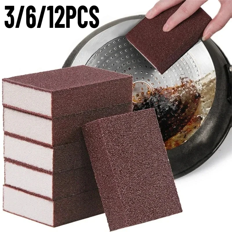 3/6/12PCS Magic Sponge Eraser Carborundum Kitchen Cleaning Sponge Cleaning Descaling Cooktop Pot Kitchen Removing Rust Tools