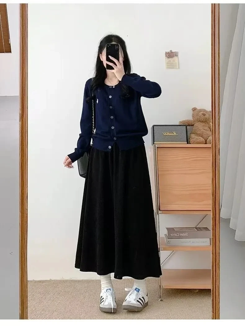 Autumn Winter Casyal Maternity Long Skirts Elastic Waist Bely Loose Bottoms Clothes for Pregnant Women Pregnancy A Line