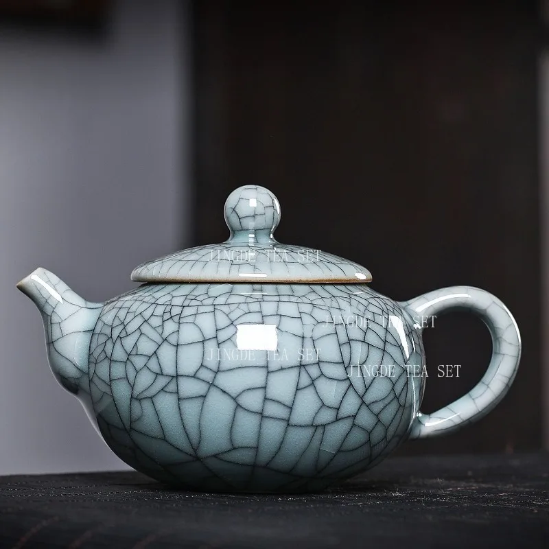 Théière en céramique émaillée effet glace craquelée, grande capacité, style chinois, avec filtre, pour service à thé Kung Fu