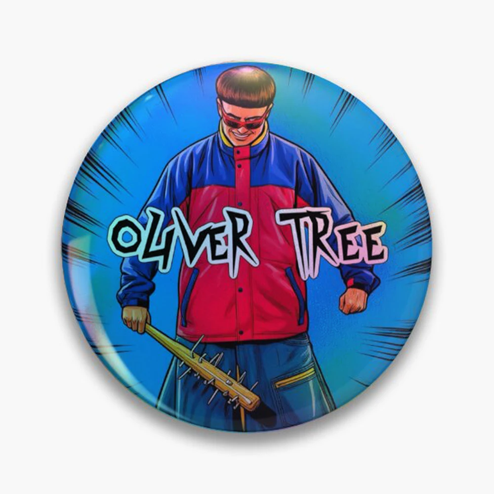 Oliver Tree  Pin Holographic Star Heart Pin Brooches Laminated Button Fashion Accessory