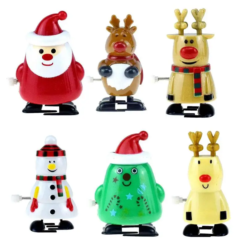 Christmas Wind Up Toys Set Of 6 Christmas Clockwork Toy Santa Claus Snowman Reindeer Wind Up Toys Christmas Novelty Jumping Toys