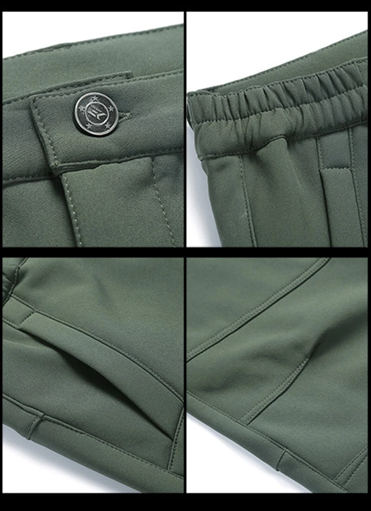TRVLWEGO Dicke, warme Fleece-Wanderhose für Herren, Winter, winddicht, für den Außenbereich, Softshell, Regen, Trekking, Camping, Skihose – Detail 8