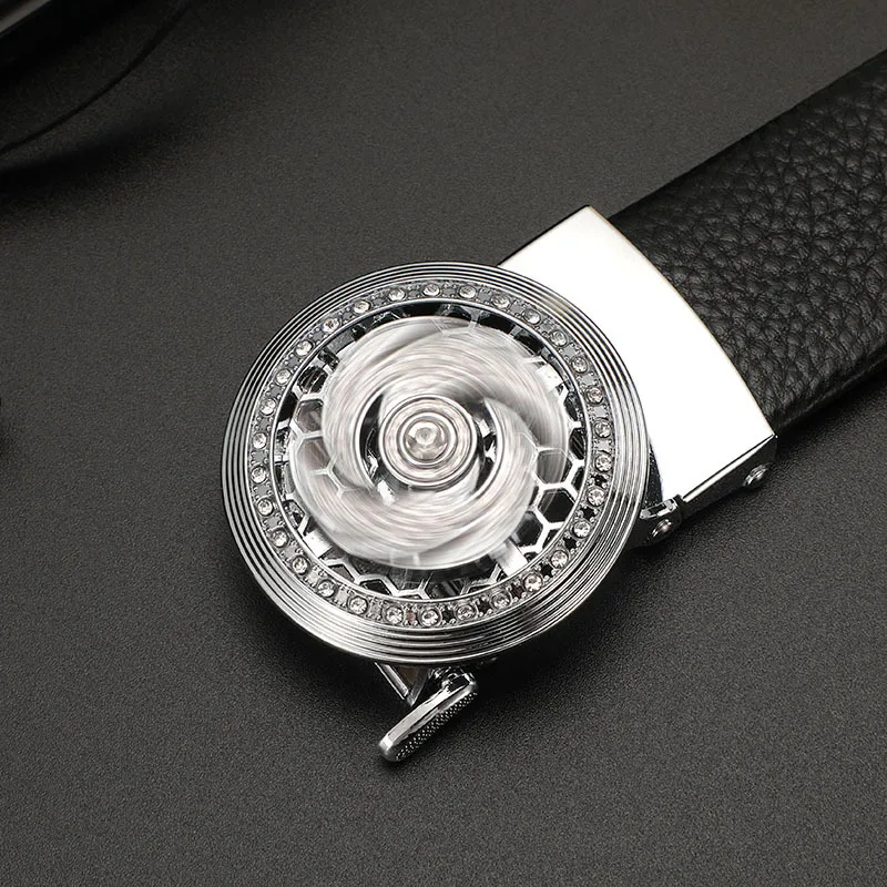 2023 New Fashion Men's Genuine Leather Belt Alloy Automatic Buckle Waist Seal Black Litchi Pattern Casual Style Durable Belt