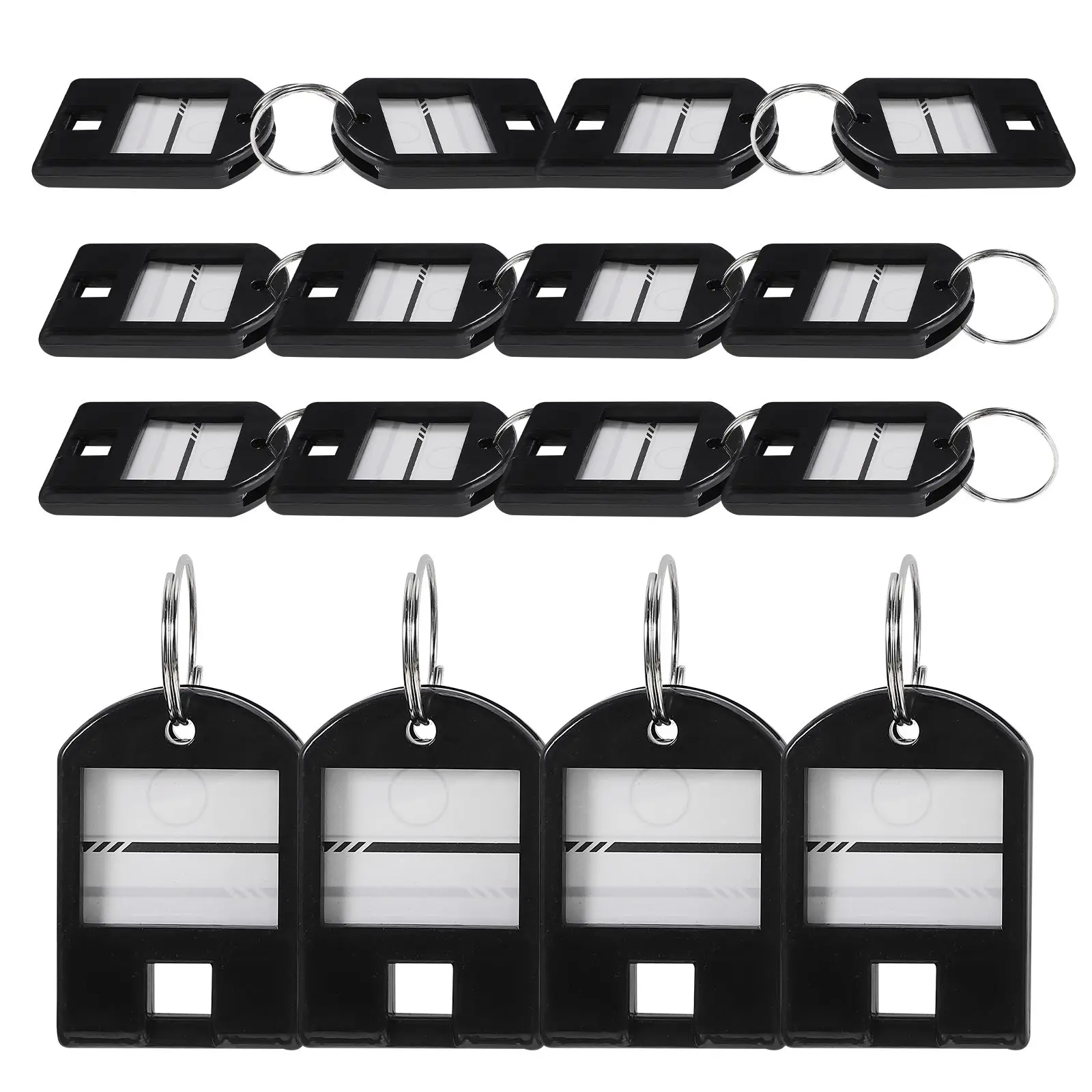 

50 Pcs Key Tag Convenient Luggage Tags Rings with Plastic Keychain Black Compact Label