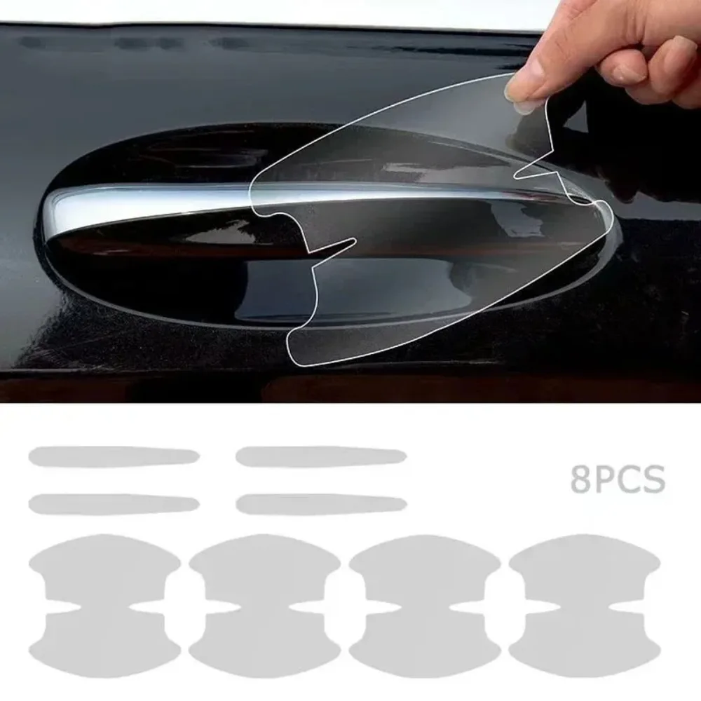 8Pcs TPU Car Door Bowl Anti-scratch Sticker Clear Door Bowl Handle Protection Sticker Paint Surface Film Car Accessories Decals