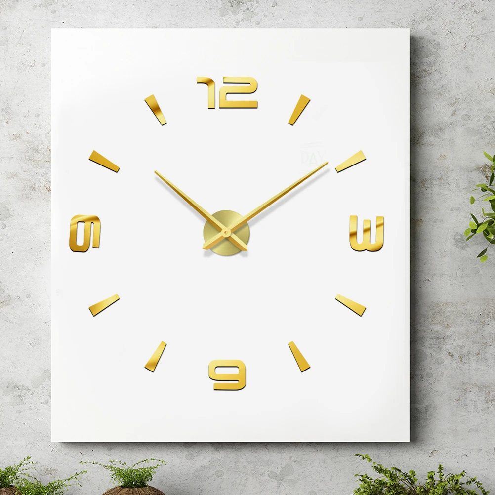 

Golden Frameless Large Digital Wall Self-Adhesive Modern Quartz Clock Clear Number Silent Home Decor For Living Room