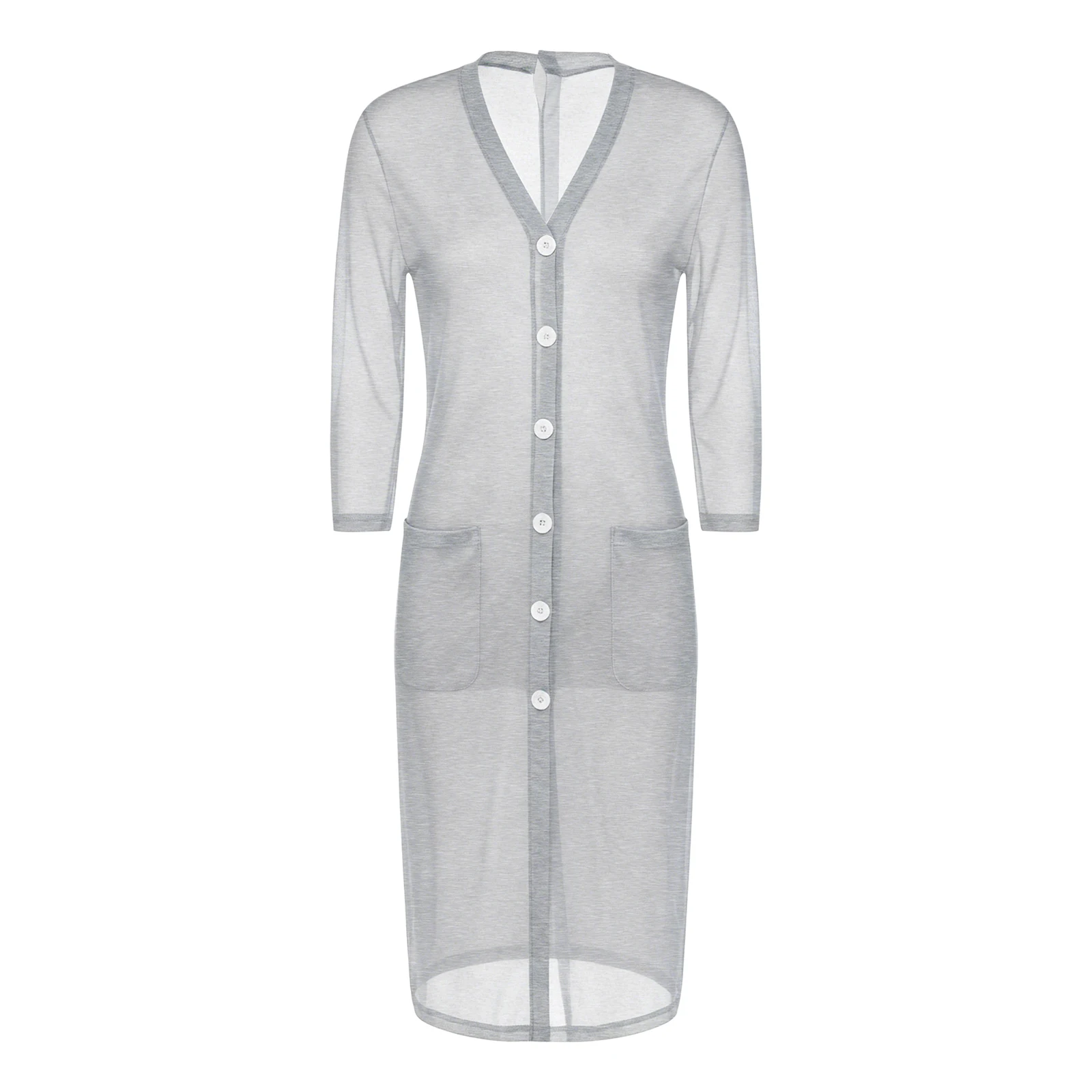 Women Elderly Adaptive Jacket Nightdress Front Back Button Long Sleeve Pockets Knitted Cardigan Outerwear Special Needs Clothes