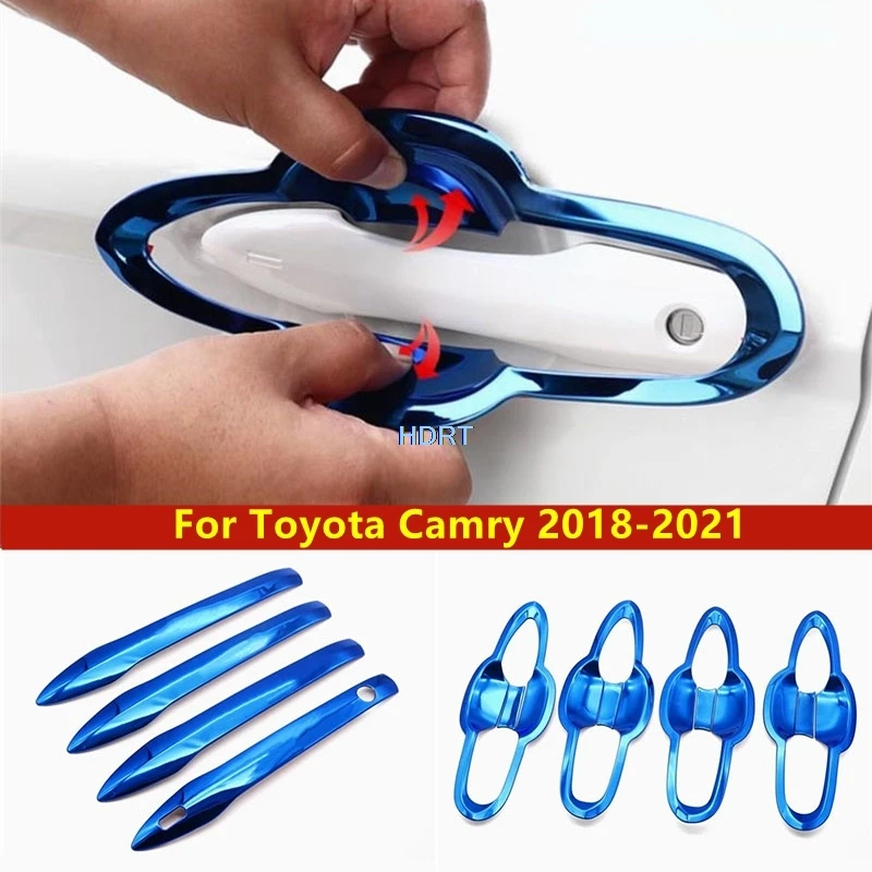 

For Toyota Camry 2018-2021 Door Outside Handle Frame Bowl Cover Car Styling Protector Decoration Accessories Exterior Sticker