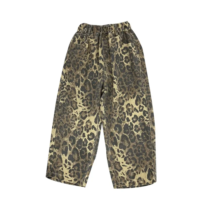 Leopard Pattern Jeans Korean Boys Pants Fashion Personality Kids Clothes Toddler Trousers Children\'s Clothing