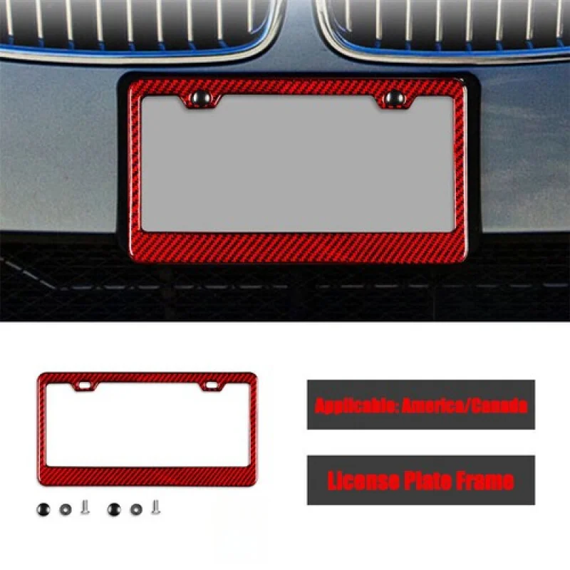 

A+ Red Carbon Car License Plate Frame Trim For Applicable For US And CAN Models