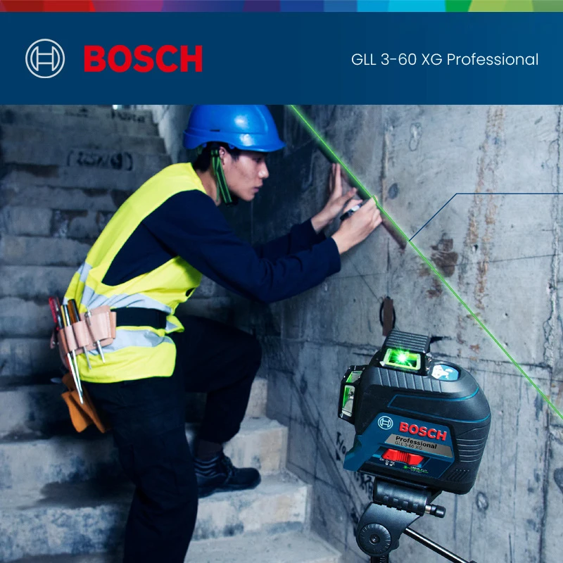 Bosch GLL3 poziom lasera automatyczne zielone 12-płaszczyznowe samopoziomowanie i ustawienie 360 stopni-Laser liniowy urządzenie do pozycjonowania