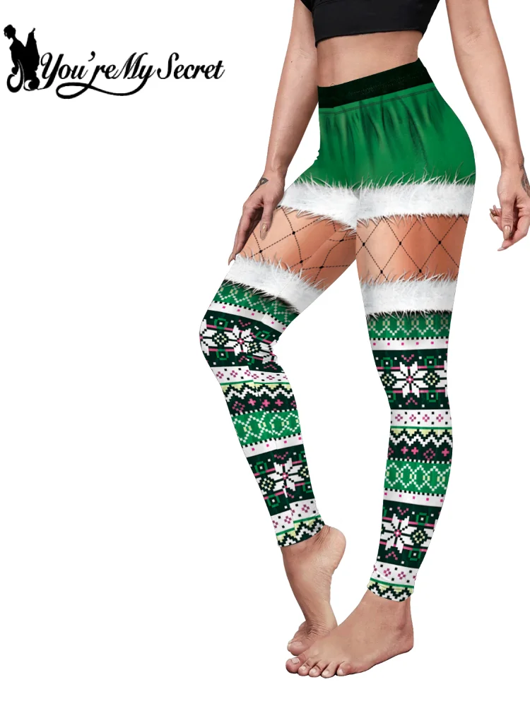 [Você é meu segredo] Leggings skinny para mulheres leggings primavera verde calças de festa casuais calças de ioga impressão 3D calças de folhas