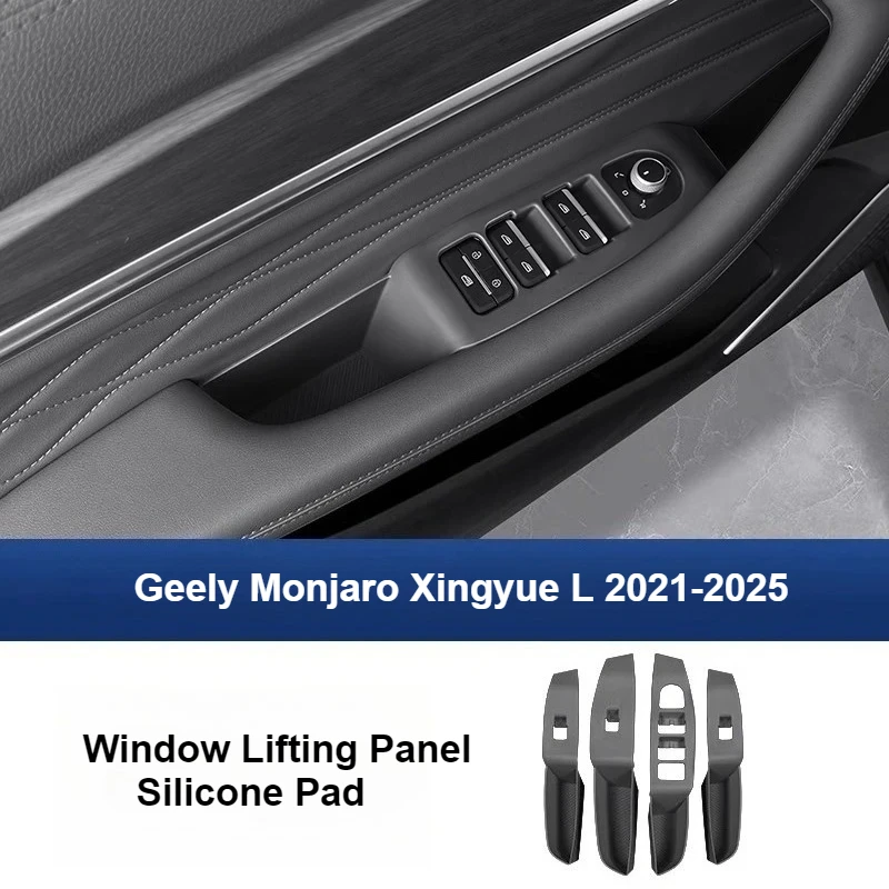 For Geely Monjaro Xingyue L 2021 2022 2023 2024 2025 Car Window Glass Lifting Panel Silicone Pad with Armrest Storage Box